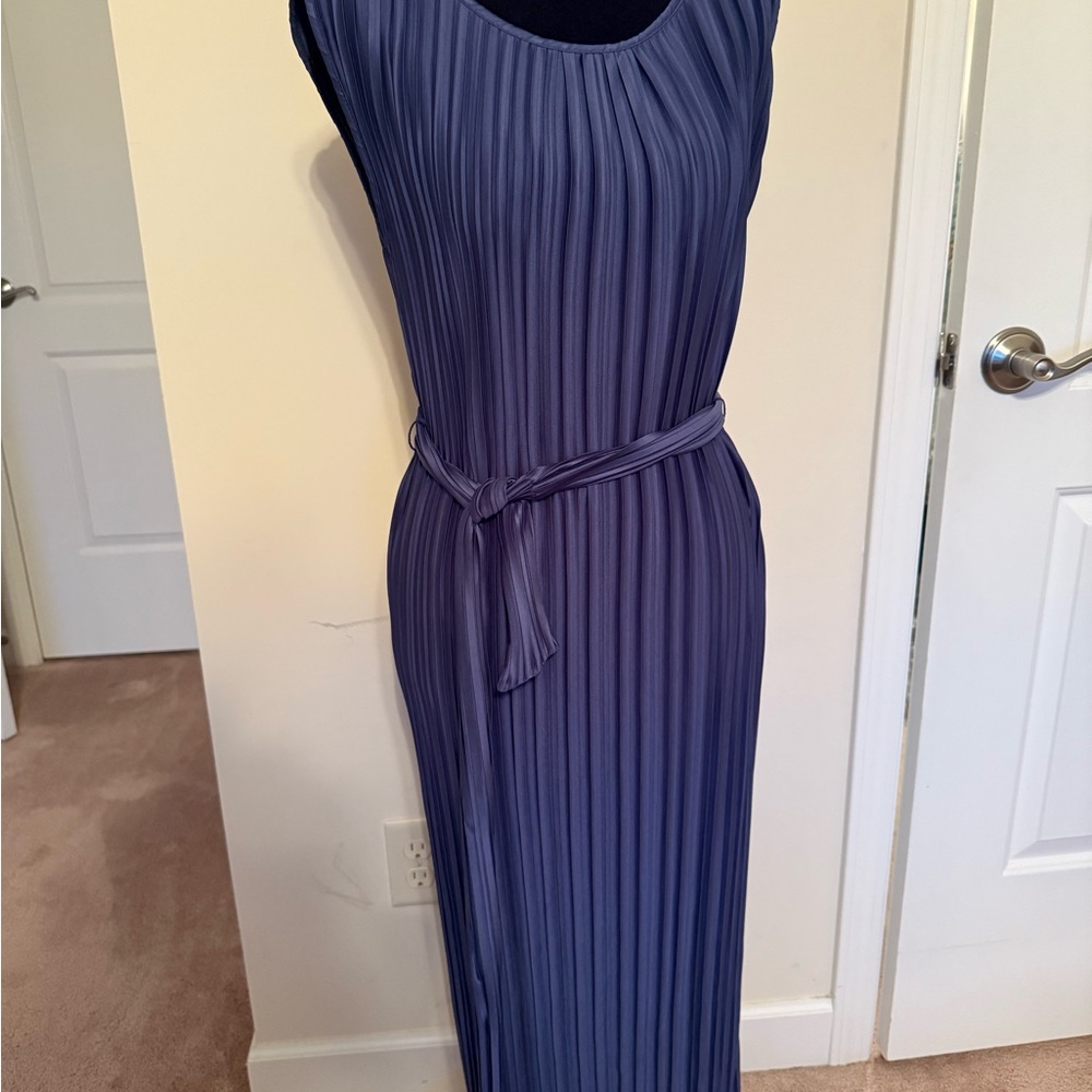 DKNY Elegant Blue Pleated Dress